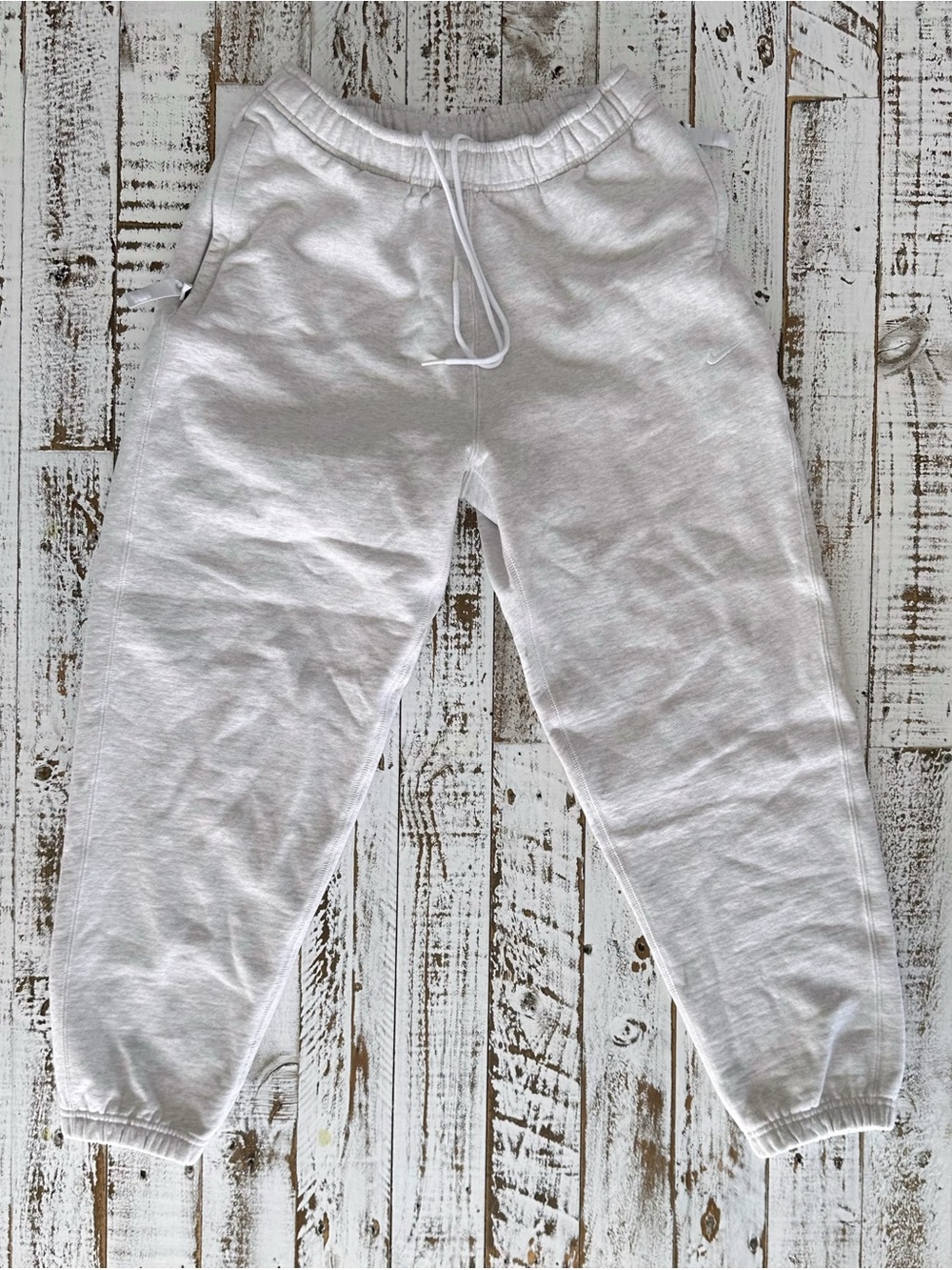 Nike thick fleece sweatpants, Mens S, Oatmeal Heather/Light Grat